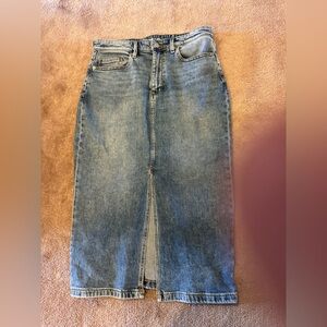 Lands  End Denim Midi Skirt with Front Slit